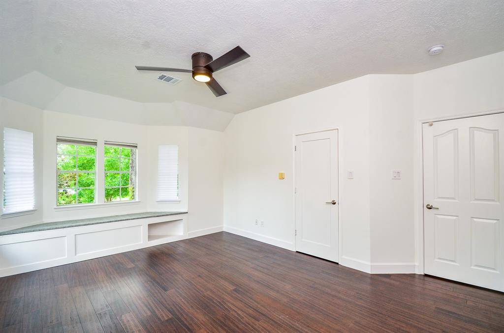 Virtually staged primary bedroom.