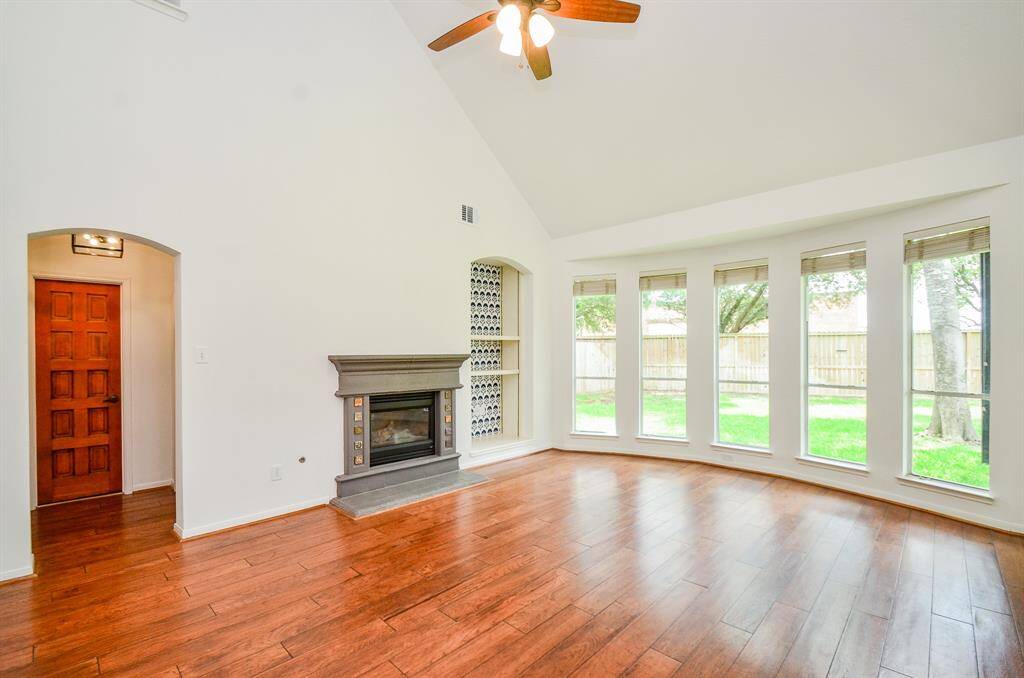 Family room has so much natural light.