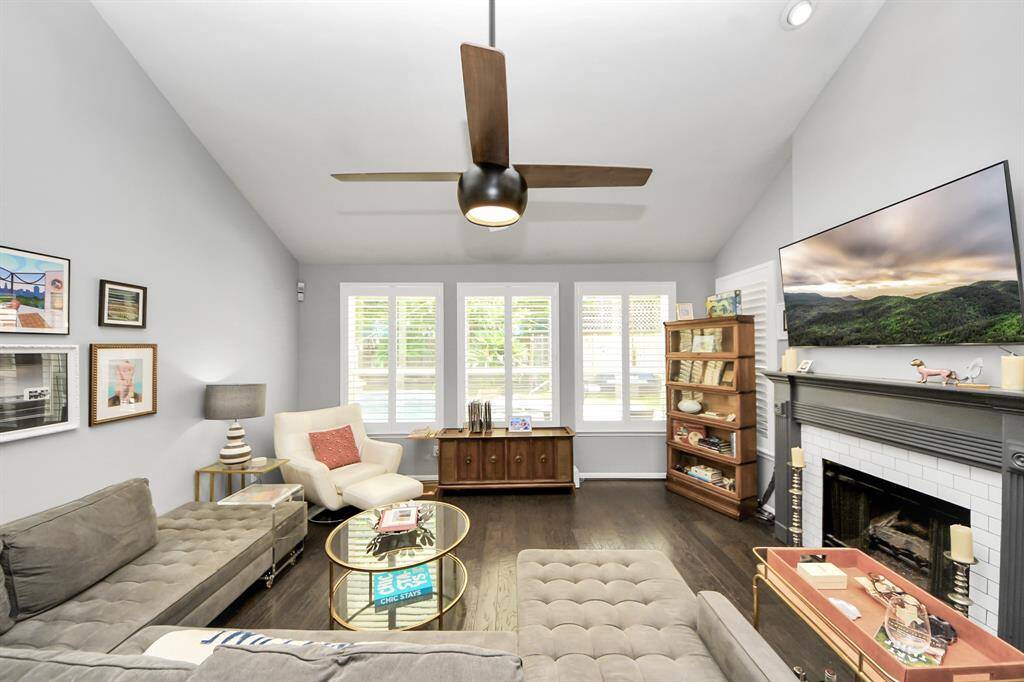Plantation shutters in the living room.