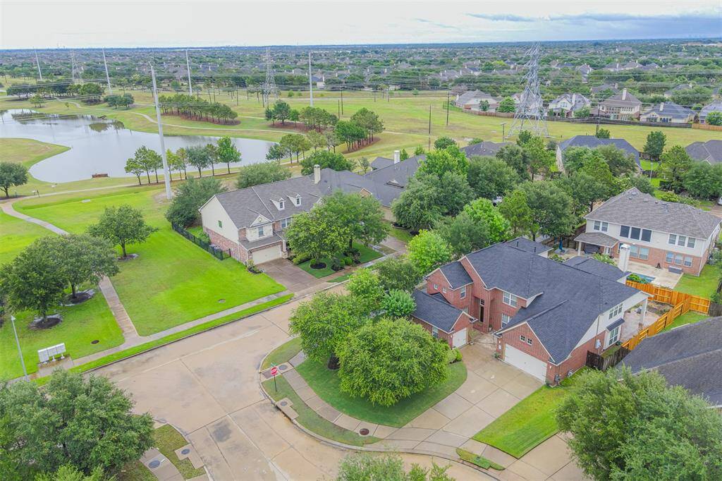 Aerial view of the home and surrounding area.