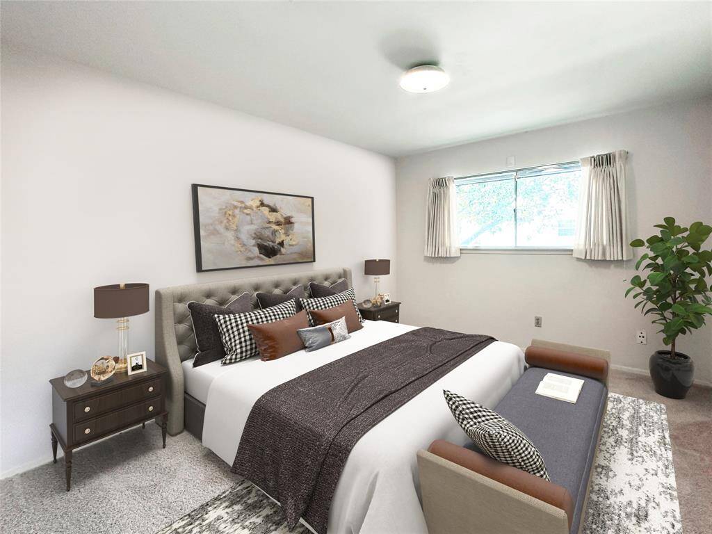 This 3rd bedroom also has fresh carpet throughout with a large window offering lots of natural light.  Image is Virtually Staged.
