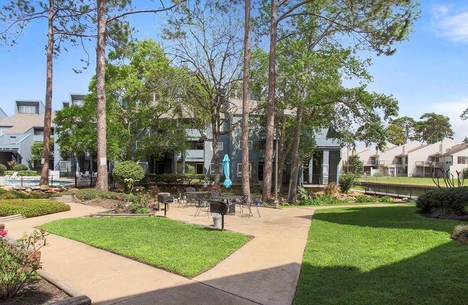Community walking path and grills.