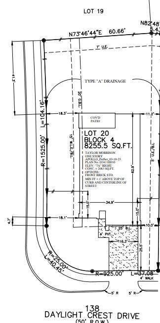 138 Daylight Crest Drive preliminary plot plan