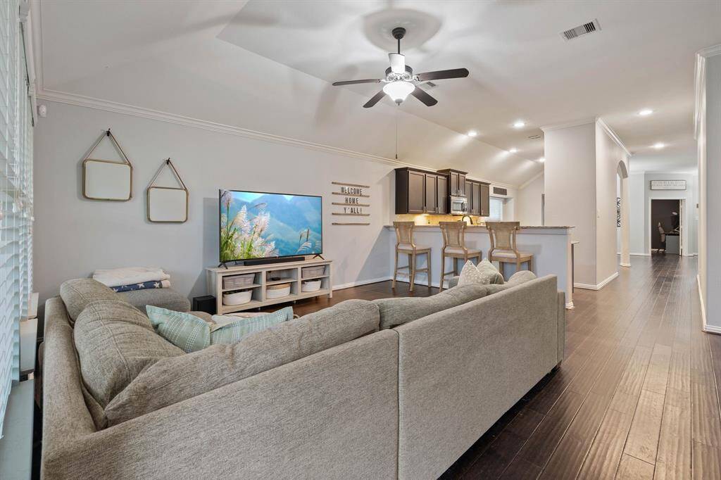 Spacious living room with open concept floor plan