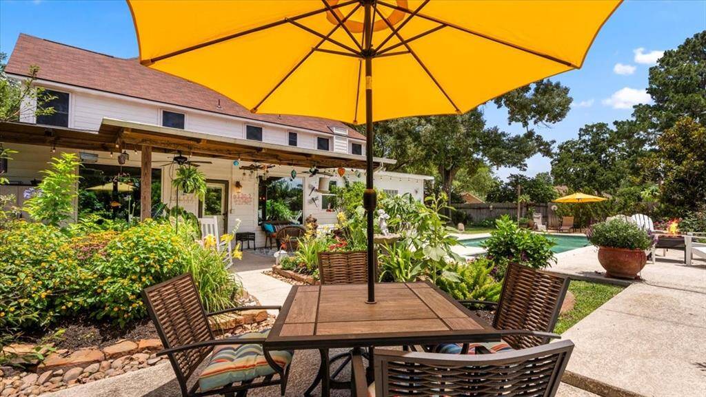 multiple patio spaces for guests to enjoy