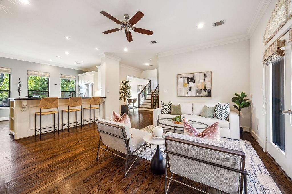 Second floor landing. You will find the dining room, half bath, living room, and kitchen.