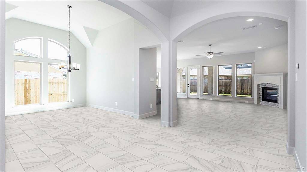 This is a representative picture of the living room and dining room without the furniture.  House is furnished.