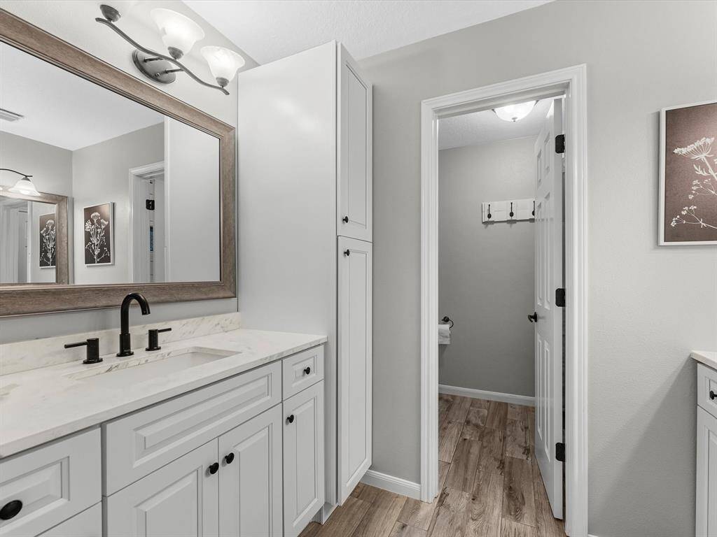 The secondary bath has been nicely remodeled as well