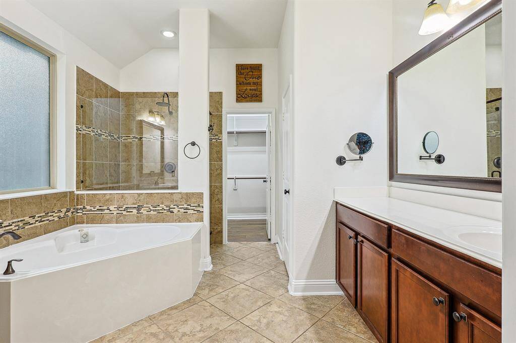 Primary bath with soaking tub and separate shower