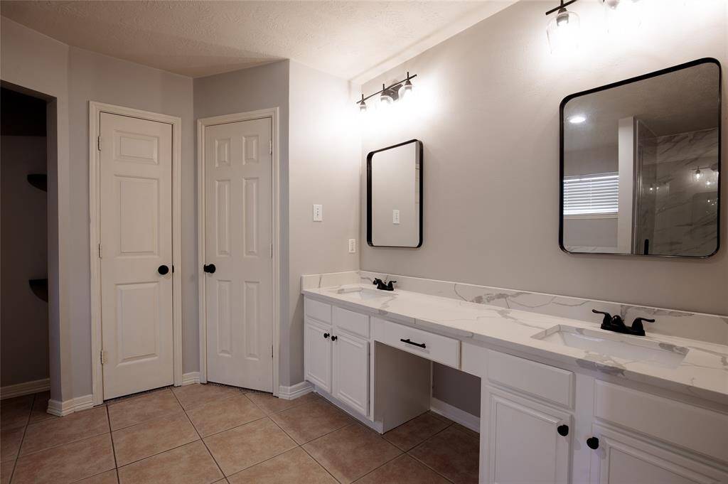 Primary bathroom with double sinks