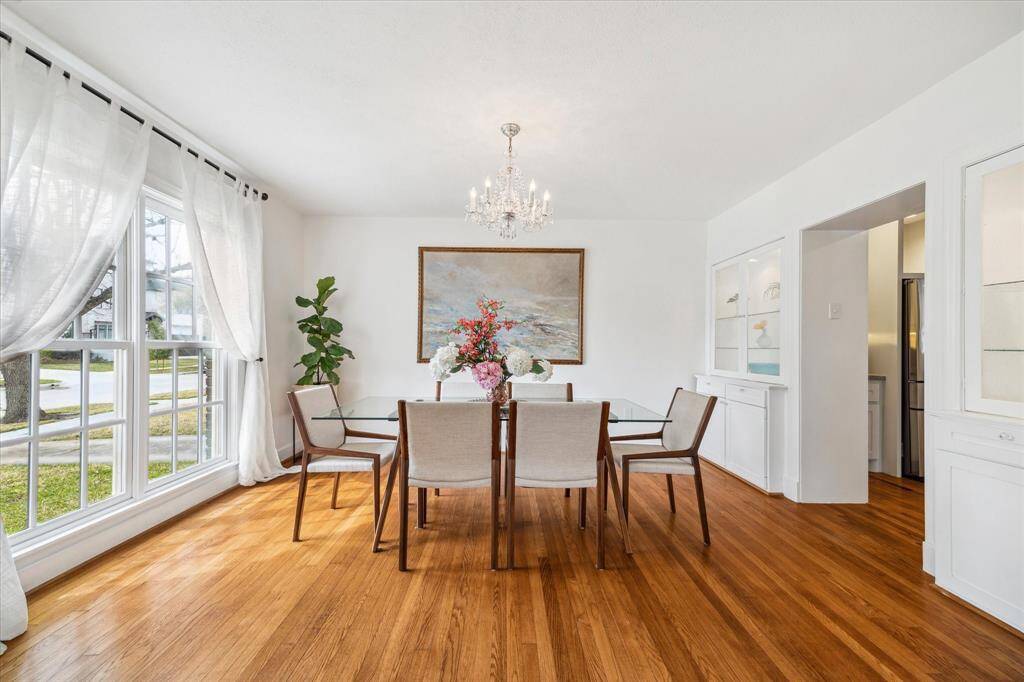 Formal Dining Room viewed from Living Room through archway.