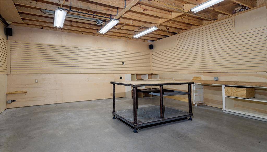 This workshop in the barn is ideal for woodworking, with plenty of space for tools so they stay organized!