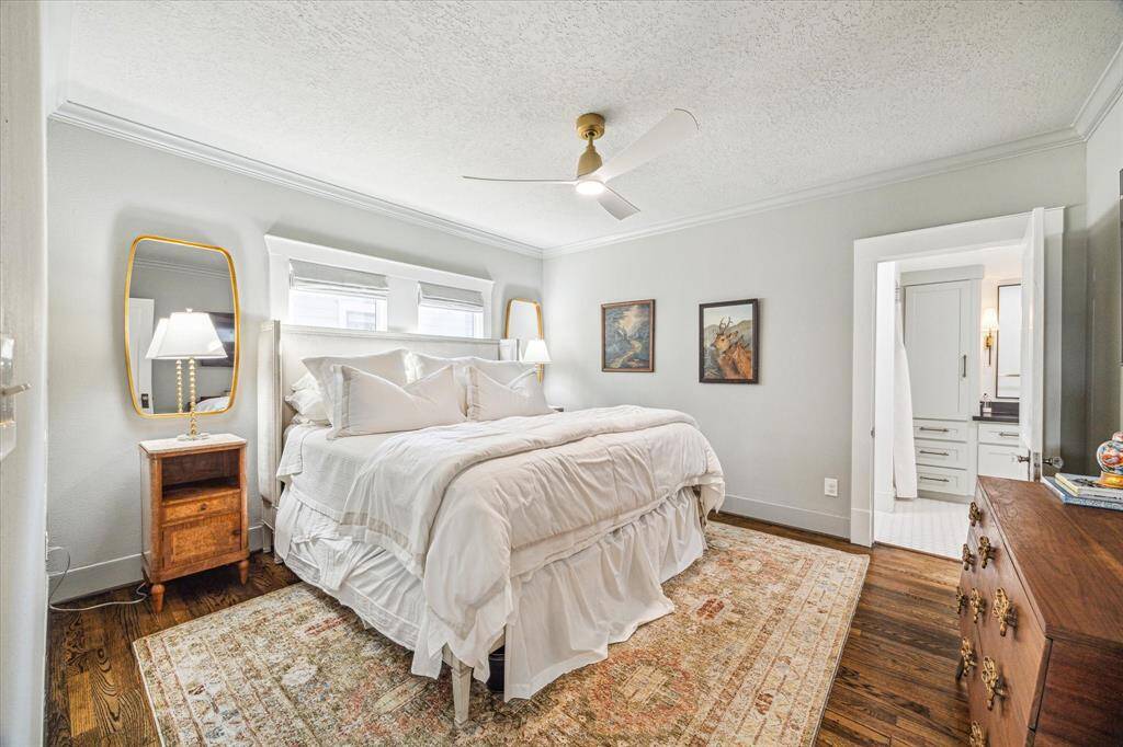 Primary bedroom easily accommodates a king-sized bed