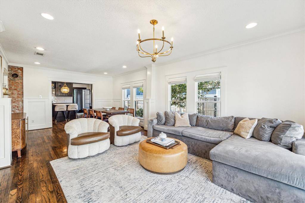 Open-layout combines the living & dining rooms