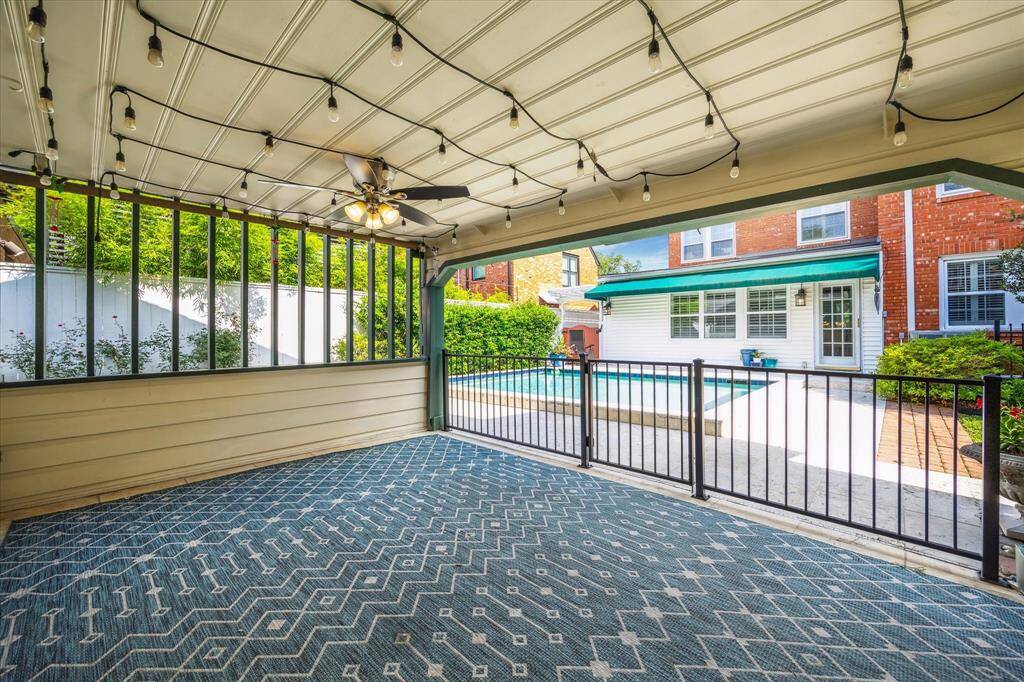 This 15' x 11' covered patio is the ideal spot to hang out and enjoy your favorite television show or watch the young ones frolic in the pool while you remain in the shade.