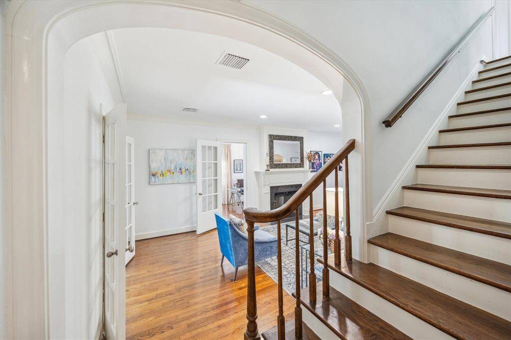 Here is a picture of the first floor stair landing looking back at the main living room.