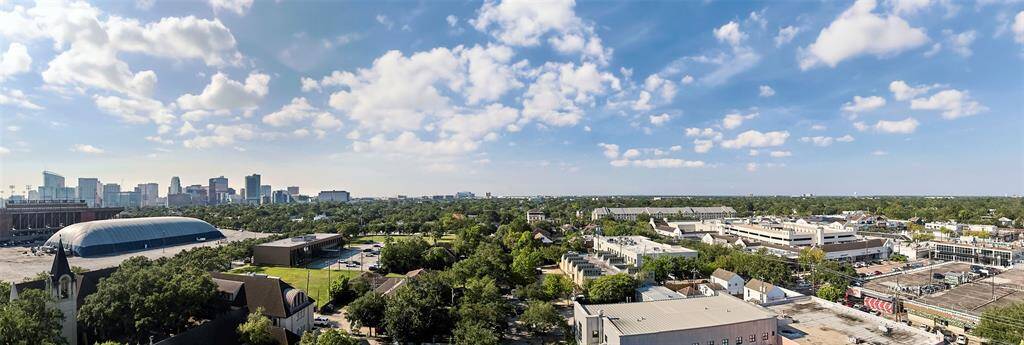 Panoramic views of the southern skyline, overlooking Rice Village and Southgate