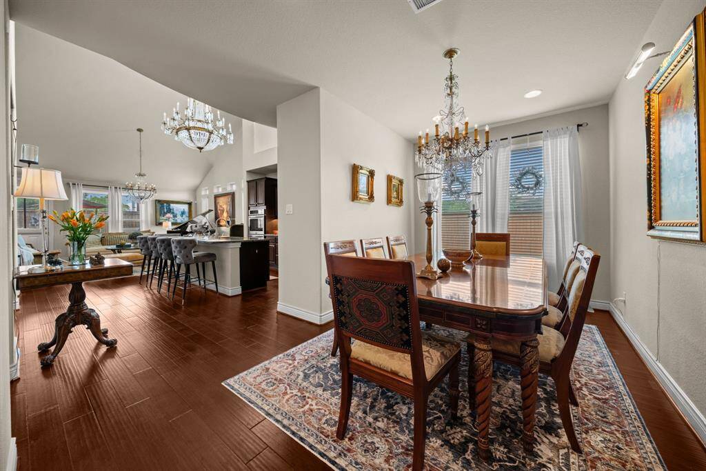 Your dining room space is large enough for family and opens to the large kitchen area