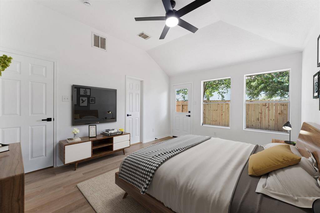 Virtually staged master bedroom