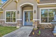 Stucco and stone elevation