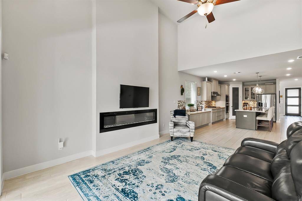 Inviting 84" linear fireplace