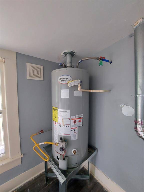Gas Hot water heater installed 2023  in utility room.