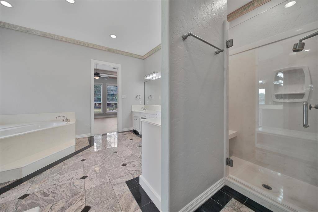 Soaking tub and separate shower