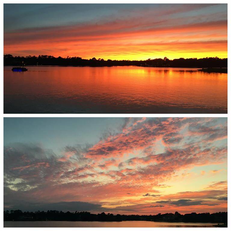 Final look at the colorful sunsets over Lake Woodlands that can be enjoyed in the backyard poolside.
