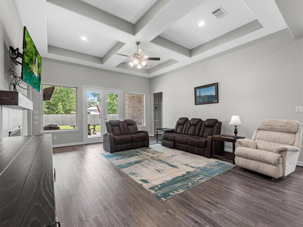 Ample space to layout any furniture design in this over-sized family room.