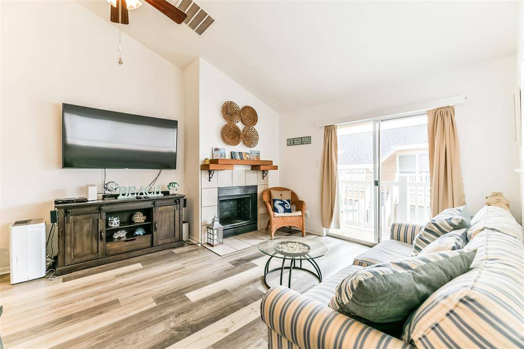 The unit features a fireplace for those crisp Autumn and Winter nights.