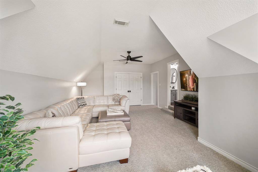 The Game Room has direct access to a Full Bath that is shared with a nearby Secondary Bedroom. This space can also operate as a Media Room, Workout Space, or Homeschooling Space.