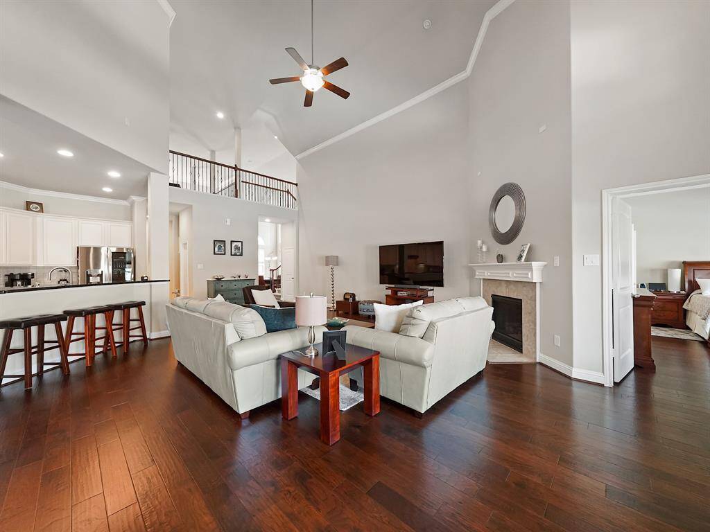 Relax and unwind next to the fireplace in the living room.