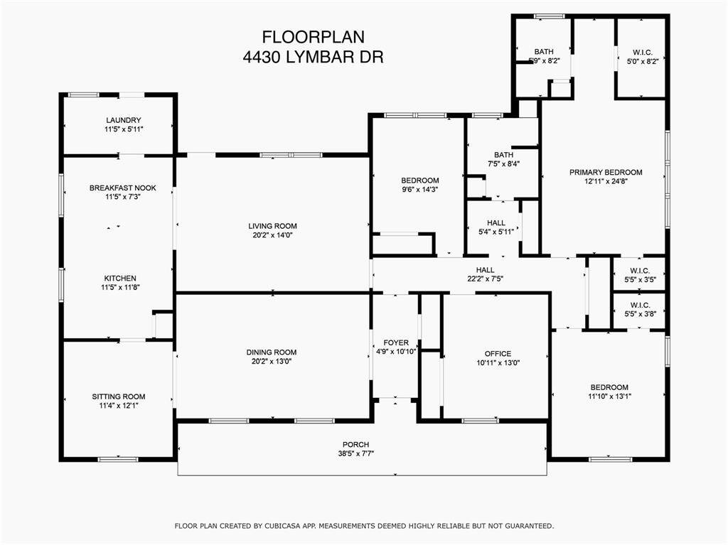 Floor plan with approximate room sizes. Make a note that the fourth bedroom is termed an office since that’s how it is set up currently. The room sizes are approximate buyer to confirm on site