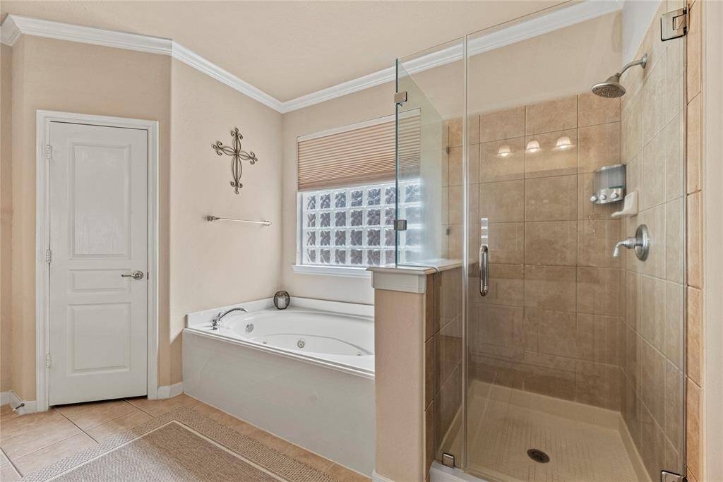 Relax in your deep soaking tub or opt for a quick rinse in the separate shower.
