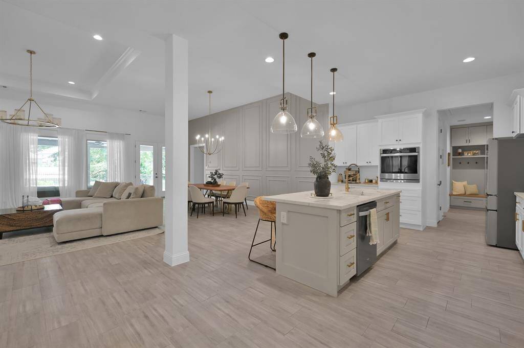 Open Concept living and dining space.