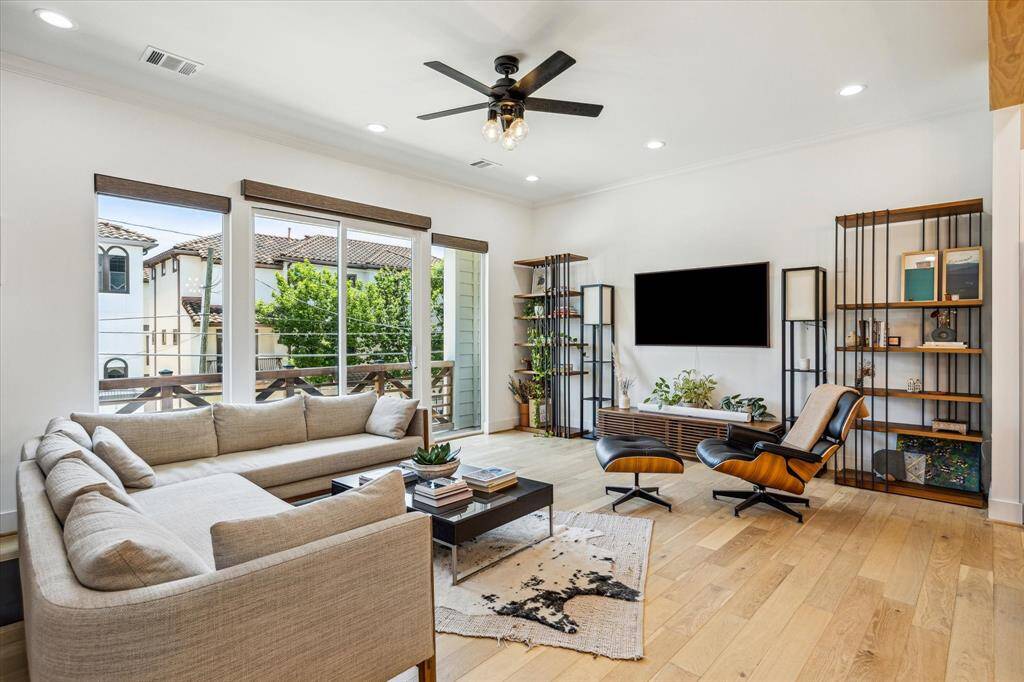 Enjoy the light and bright room with easy access to the balcony along with automatic shades for privacy.