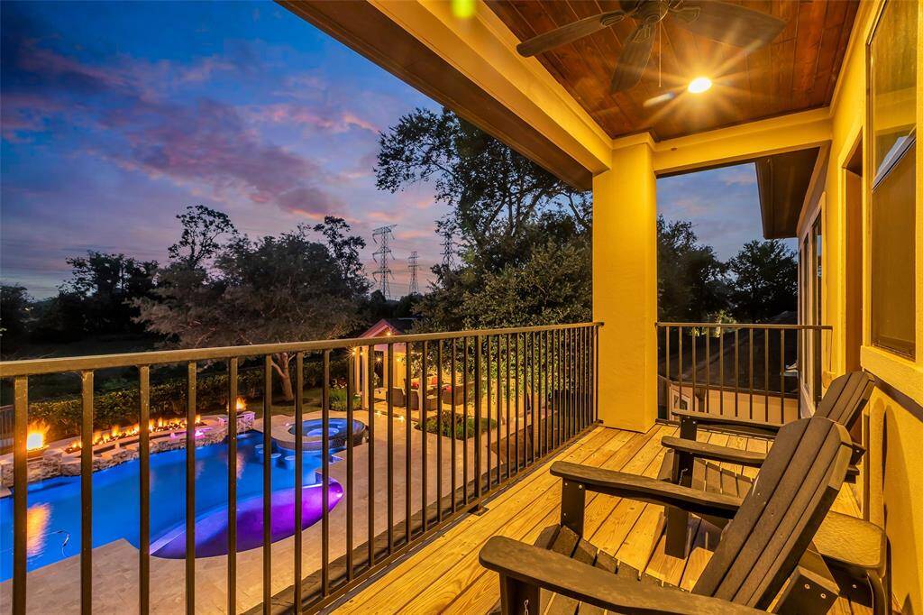 This is the evening view from the balcony off of the game room upstairs