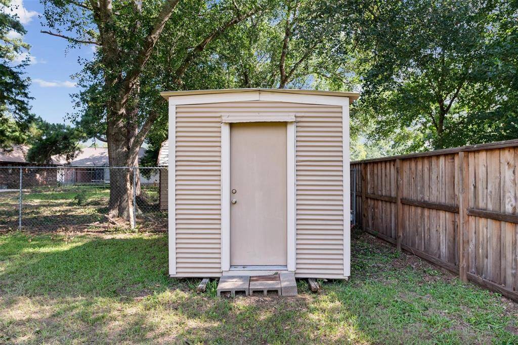 Additional storage can be found within the shed.