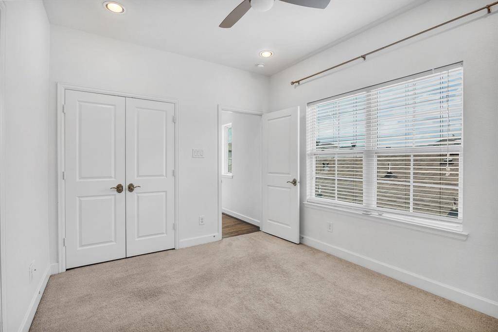 Double-door closet for easy storage.