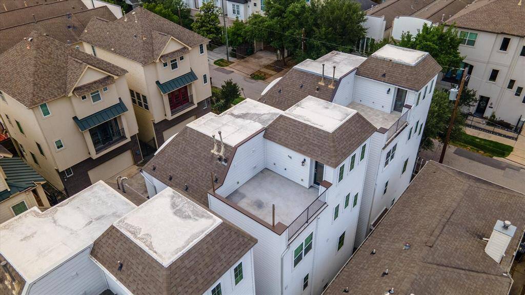 Drone view of the house showing the private and spacious roof top