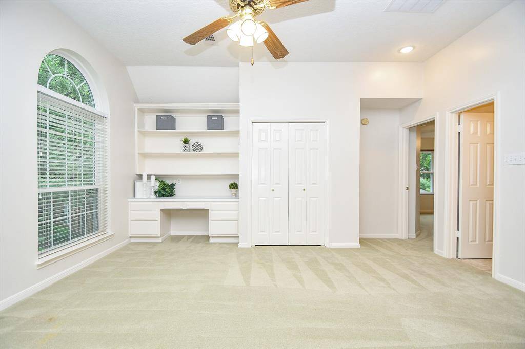 Family Room also includes a large closet and a built-in desk with shelves!