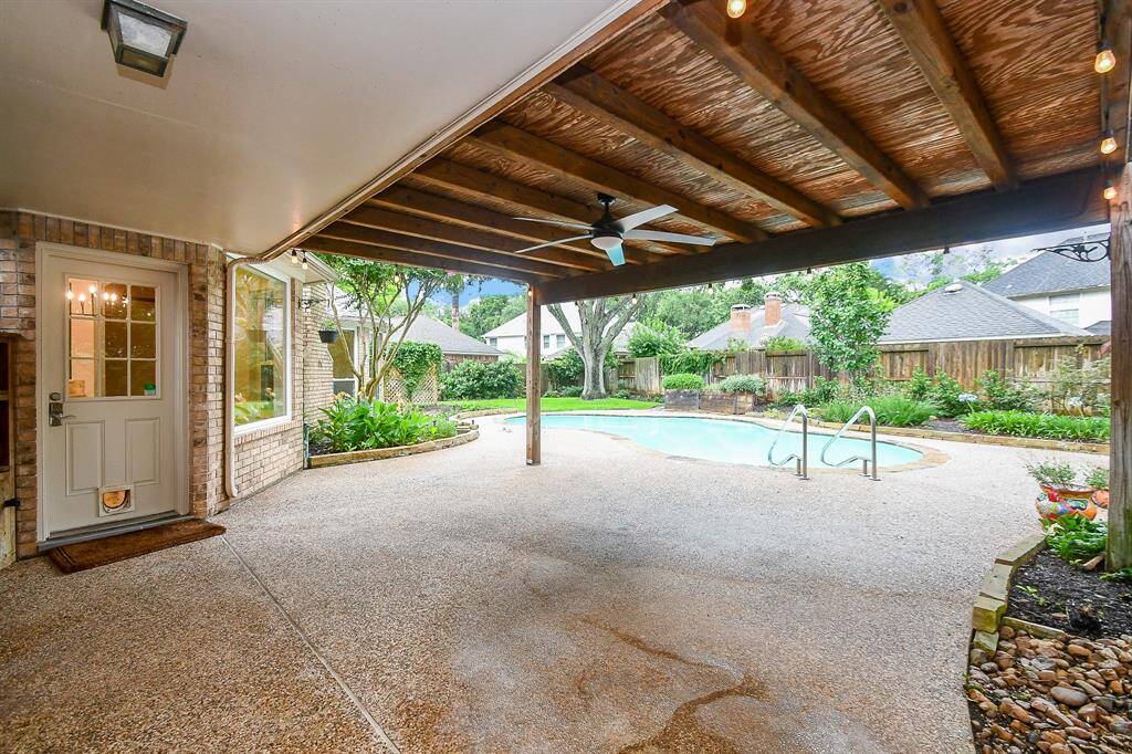 A large covered back patio is ideal for enjoying time out back and perfect for entertaining!