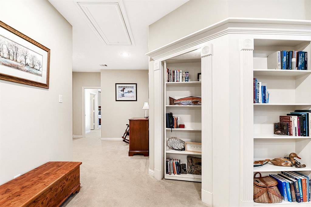 A secret room revealed at the push of a shelf.