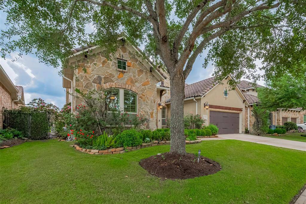 Lake living at its best, gated community, pool/spa, upgrades galore... move in ready. Stone, stucco and brick home with tile roof, patio home with zero lot line, iron gate to the backyard. Landscape lighting, sprinkler system, mosquito misting system, full gutters.
