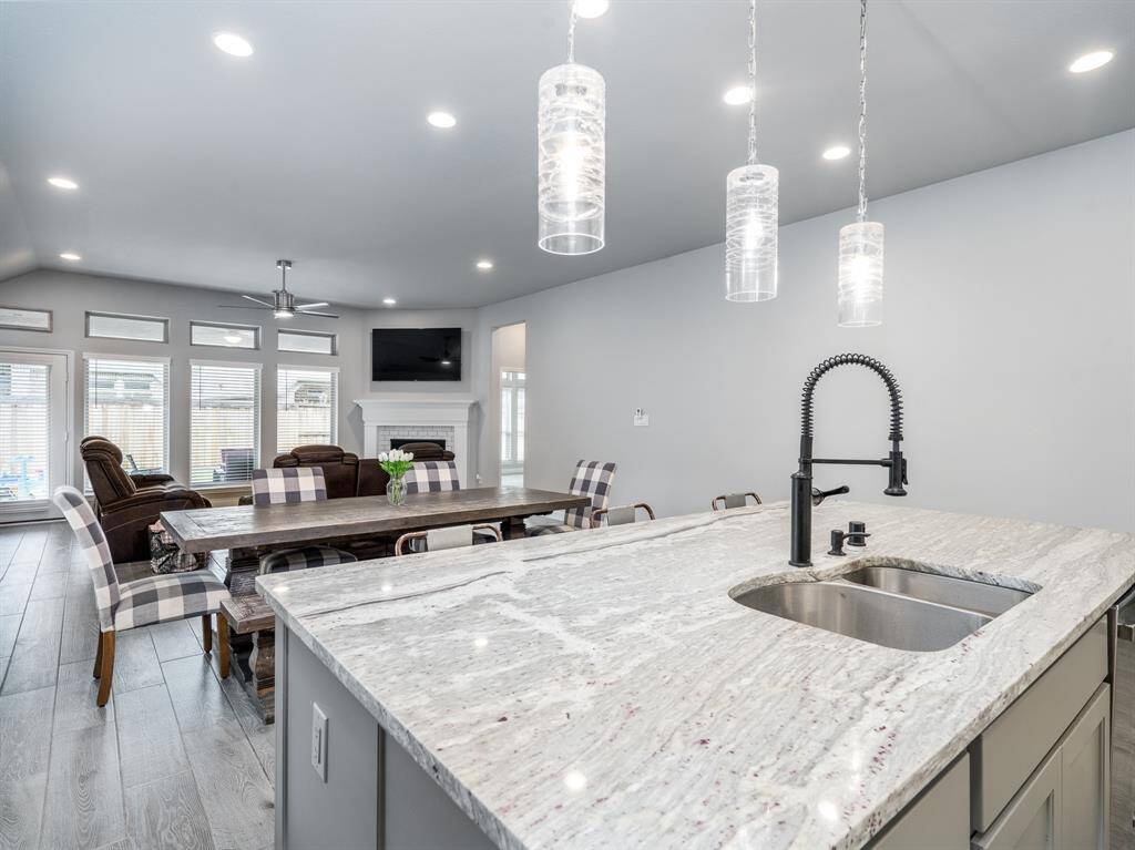 The kitchen, dining and living are a spacious open plan.