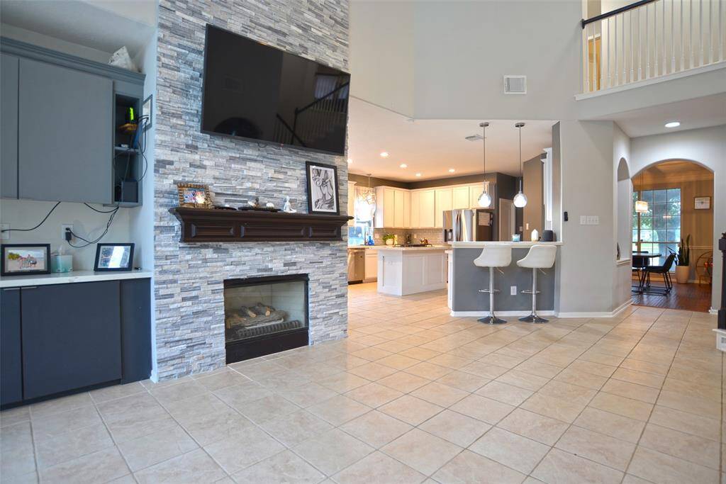 Beautiful tiled fireplace