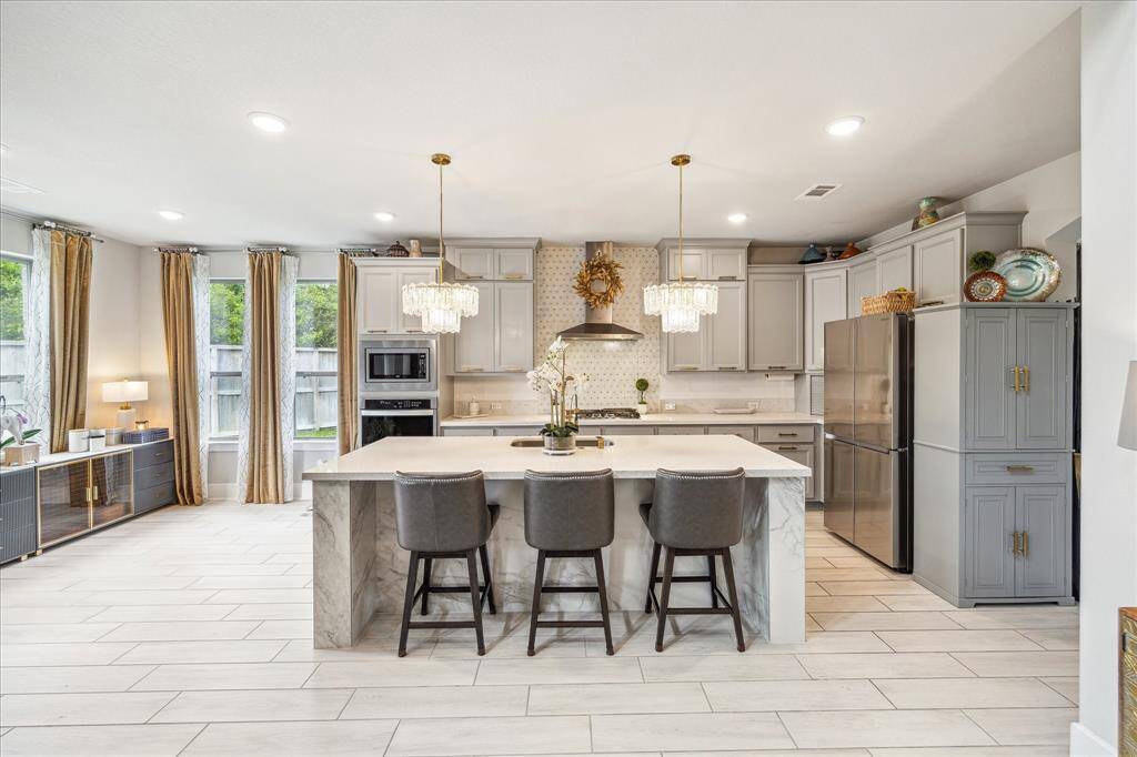 Kitchen with waterfall island!!
