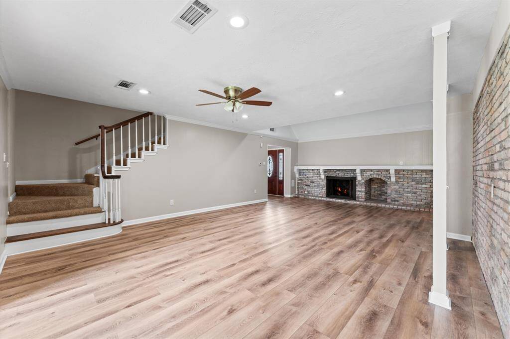 The staircase leading up to the second floor bedrooms!