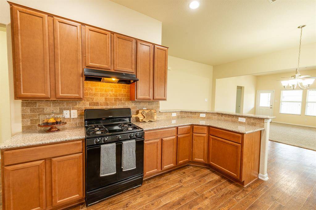 kitchen looking out to family room