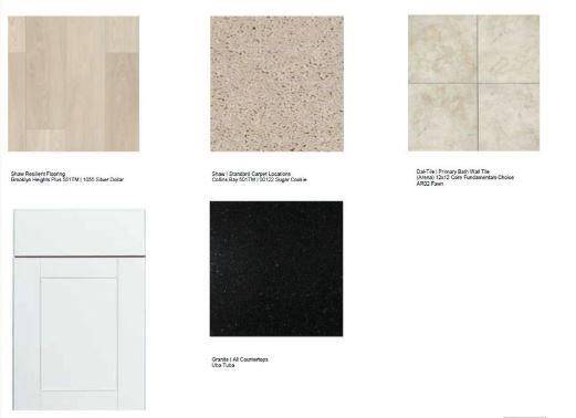 115 Daylight Crest Drive design selections. This home is currently under construction and selections are subject to change.